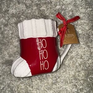 Rae Dunn Festive Red and White Stocking Mug